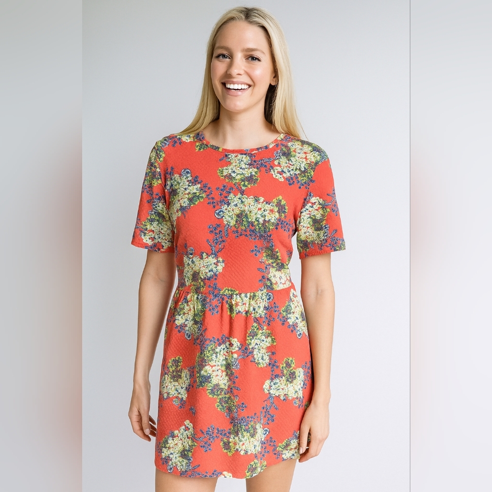 Adam Levine Collection Floral Stretch Short Sleeves Sundress Casual Mini